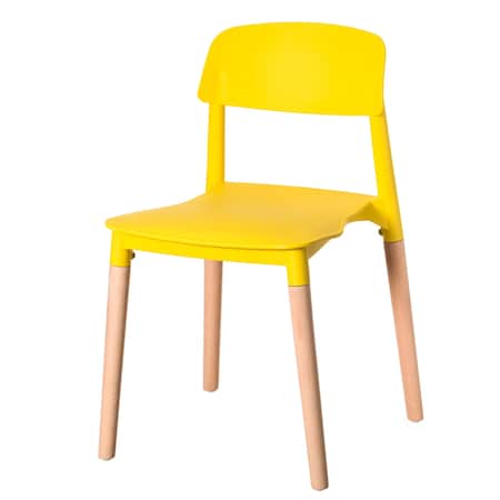 Fabulaxe Modern Plastic Dining Chair Open Back with Beech Wood Legs, Yellow QI004222.YL